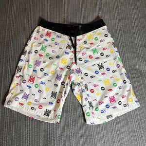 RVCA VA Sport Shorts White Multicolor Logo Print Men's Size 30 Boardshorts